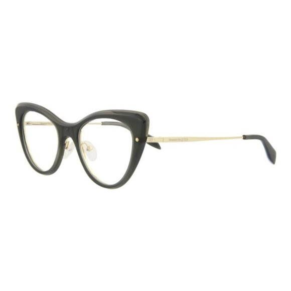 Alexander McQueen Womens Cat Eye Grey Gold Transparent Fashion Designer Eyewear - Picture 1 of 4